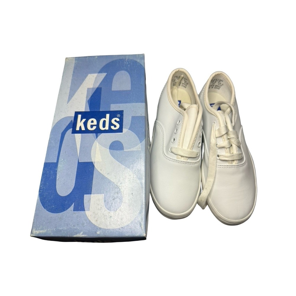 Vintage Keds 11 1/2 M  Kids white‎ leather Champion shoes sneakers.